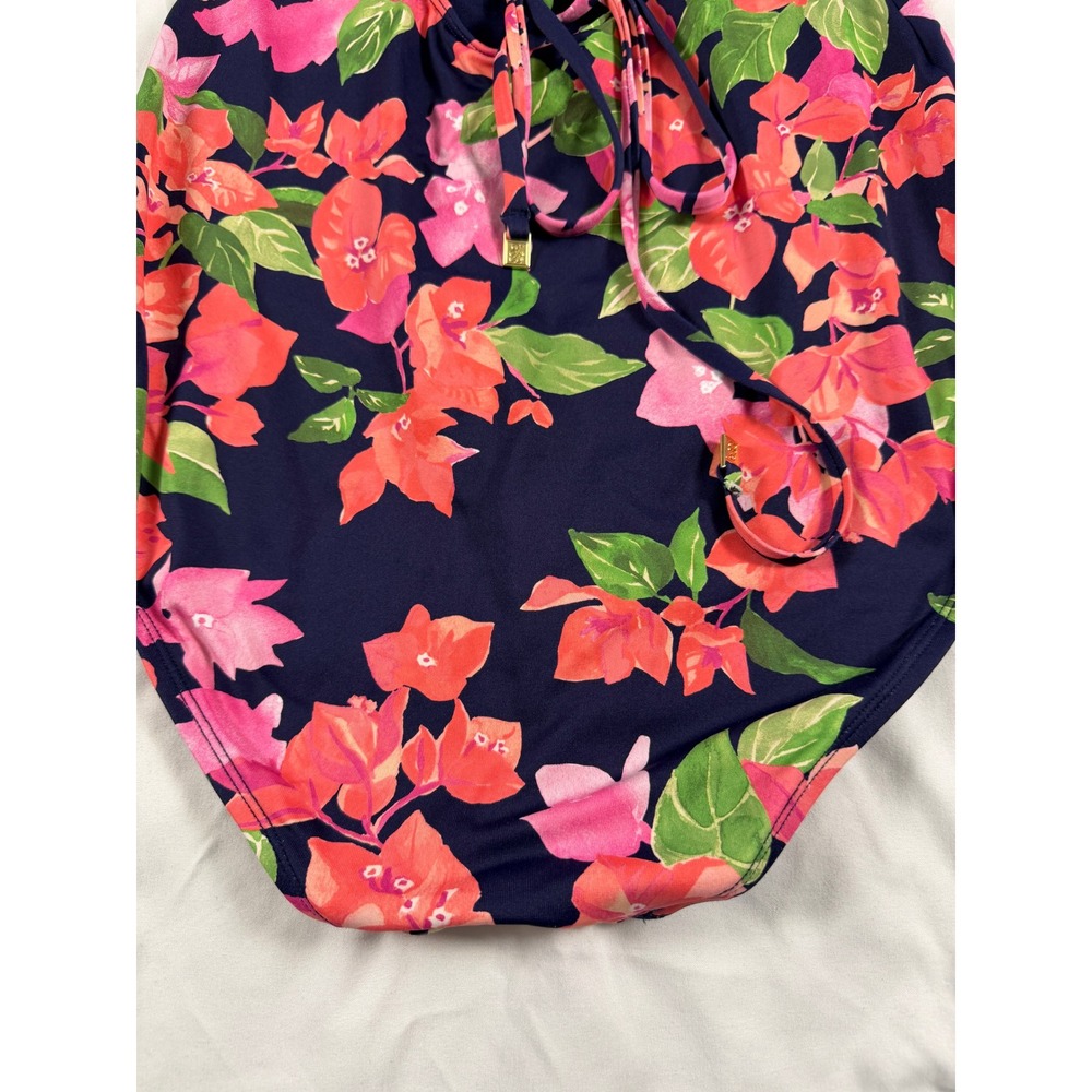 Tommy Bahama Bougainvillea Tank One-Piece Swimsuit Mare Navy Lace Up Small - Picture 5 of 7
